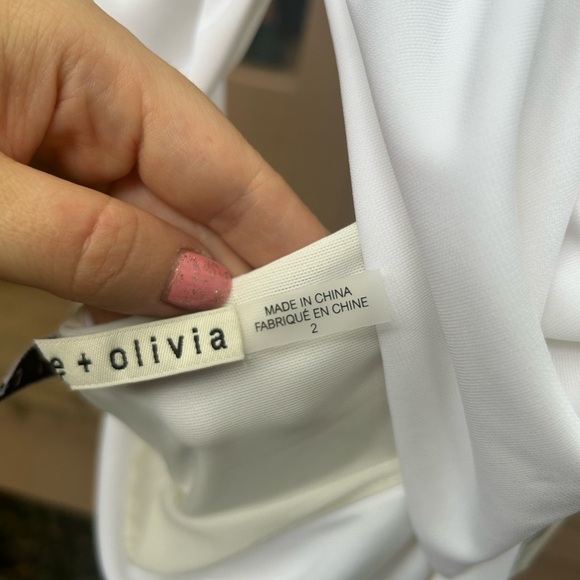 NWT Alice + Olivia White Chain Halter Gown with Slit - Picture 7 of 10